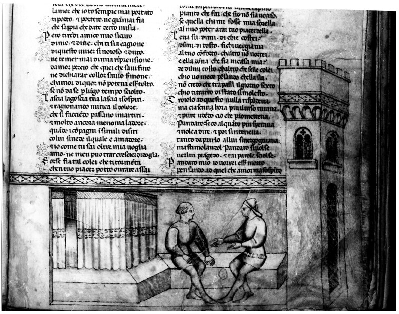 Miniatore padovano (1370-1390), Troiolo rivela a Pandaro il nome dell'amata