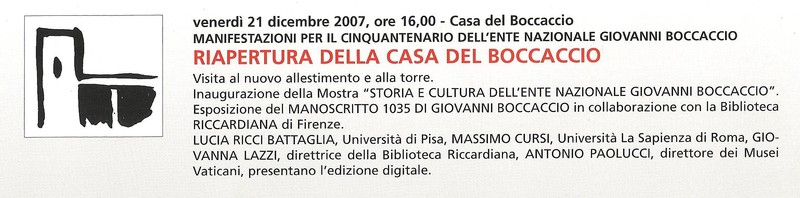 Riapertura della Casa del Boccaccio